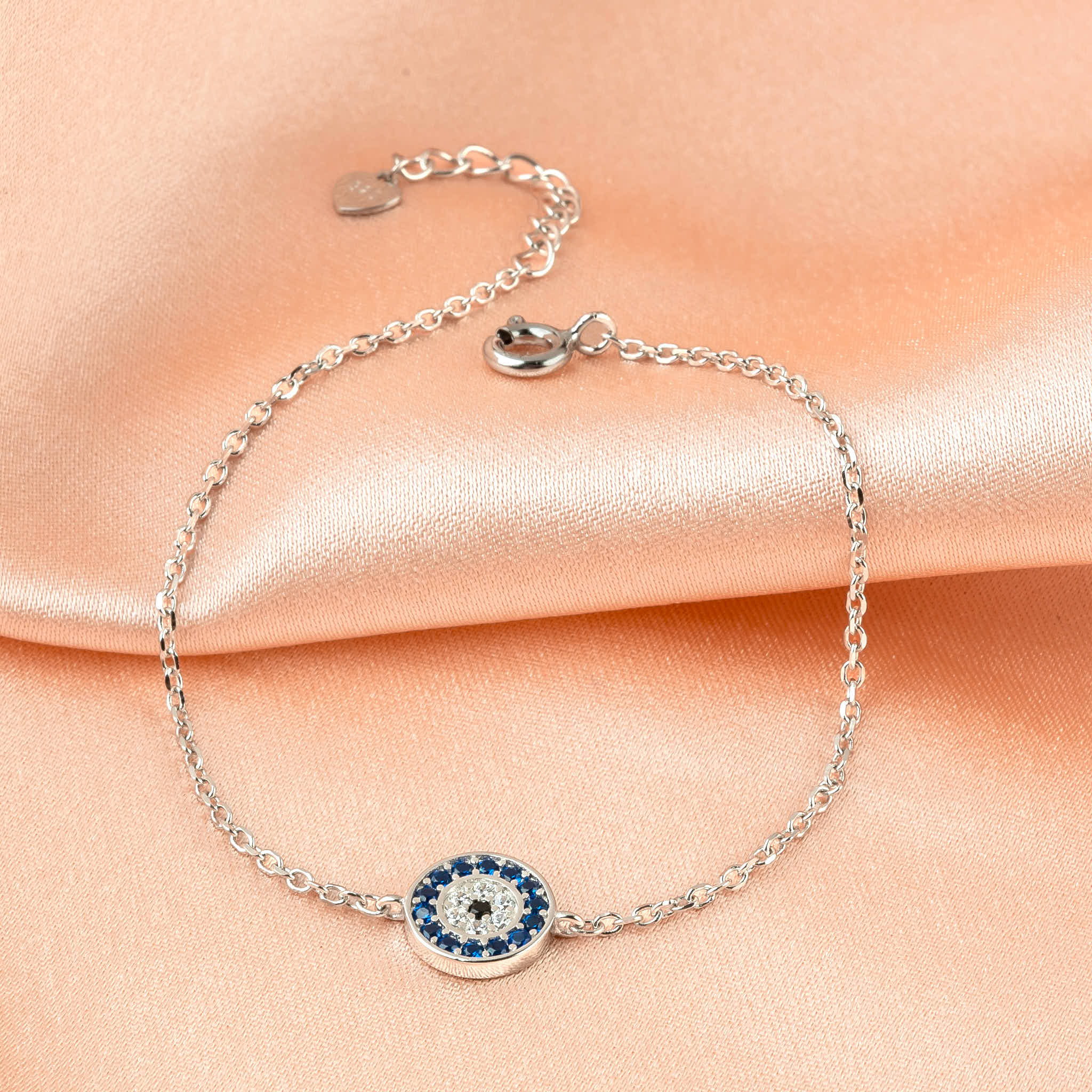 Pure Silver Celestial Halo Evil Eye Bracelet