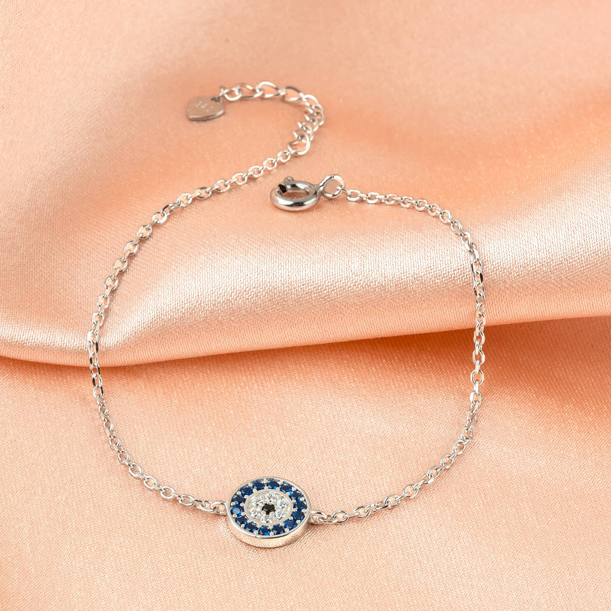 Pure Silver Celestial Halo Evil Eye Bracelet
