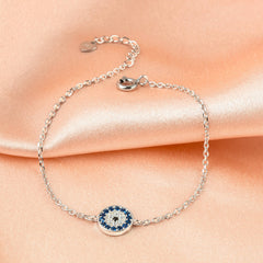 Pure Silver Celestial Halo Evil Eye Bracelet