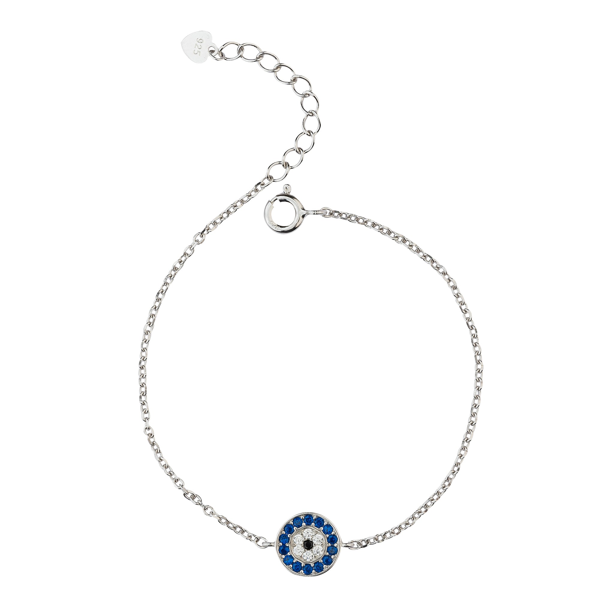 Pure Silver Celestial Halo Evil Eye Bracelet