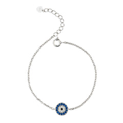 Pure Silver Celestial Halo Evil Eye Bracelet