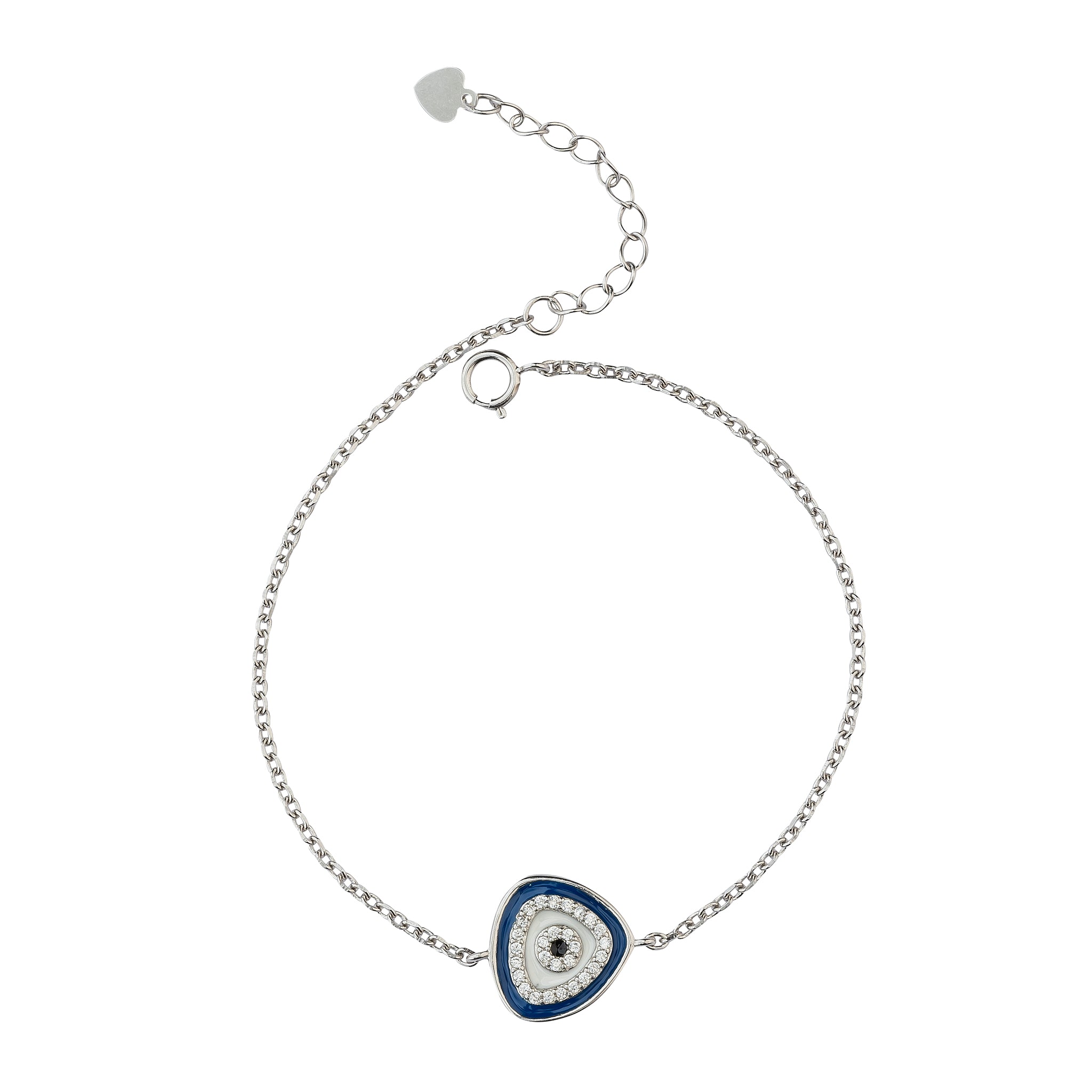 Silver Radiant Triangular Evil Eye Bracelet