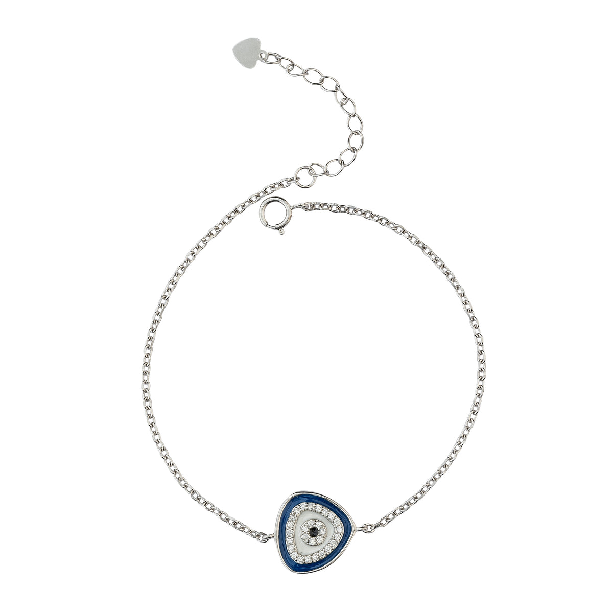 Silver Radiant Triangular Evil Eye Bracelet