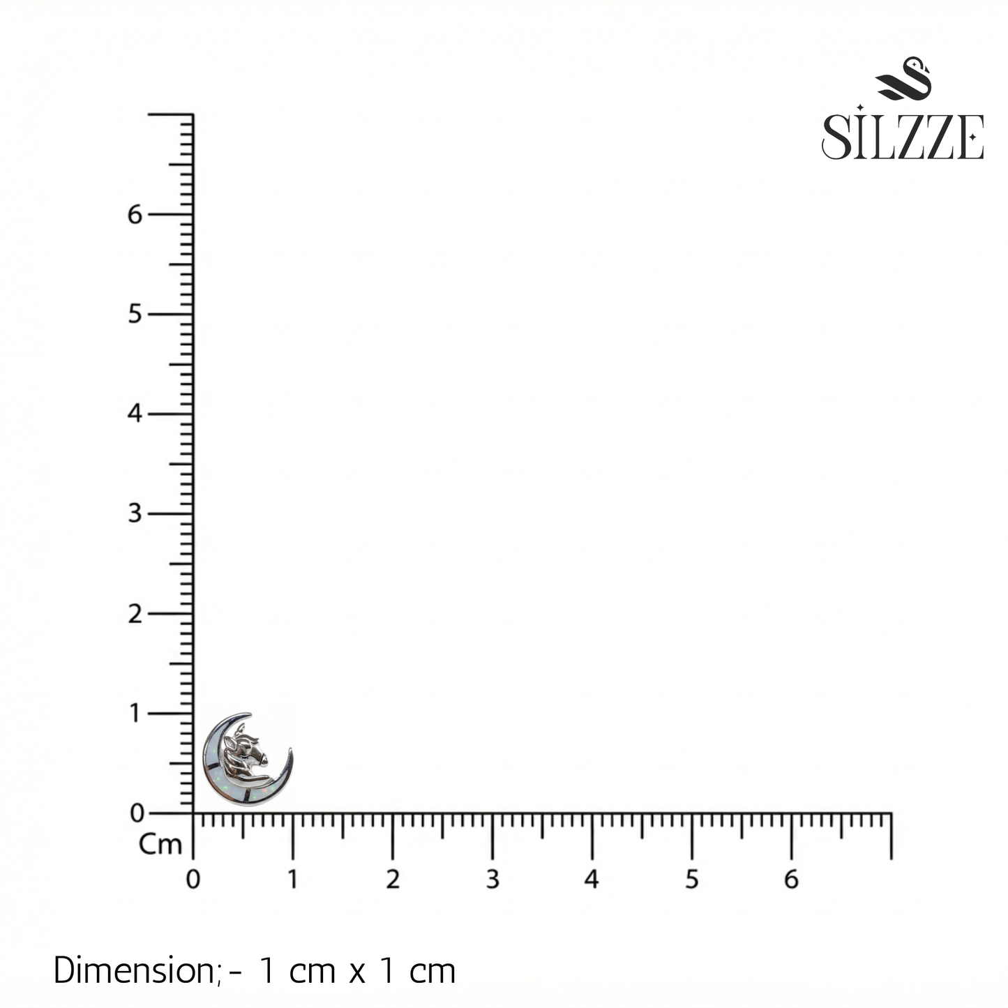 Silver Lunar White Unicorn Studs Earrings