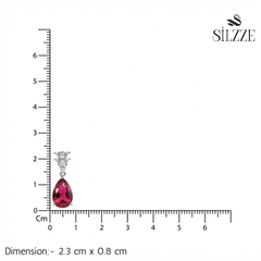 Silver Royal Red Huggie Earrings