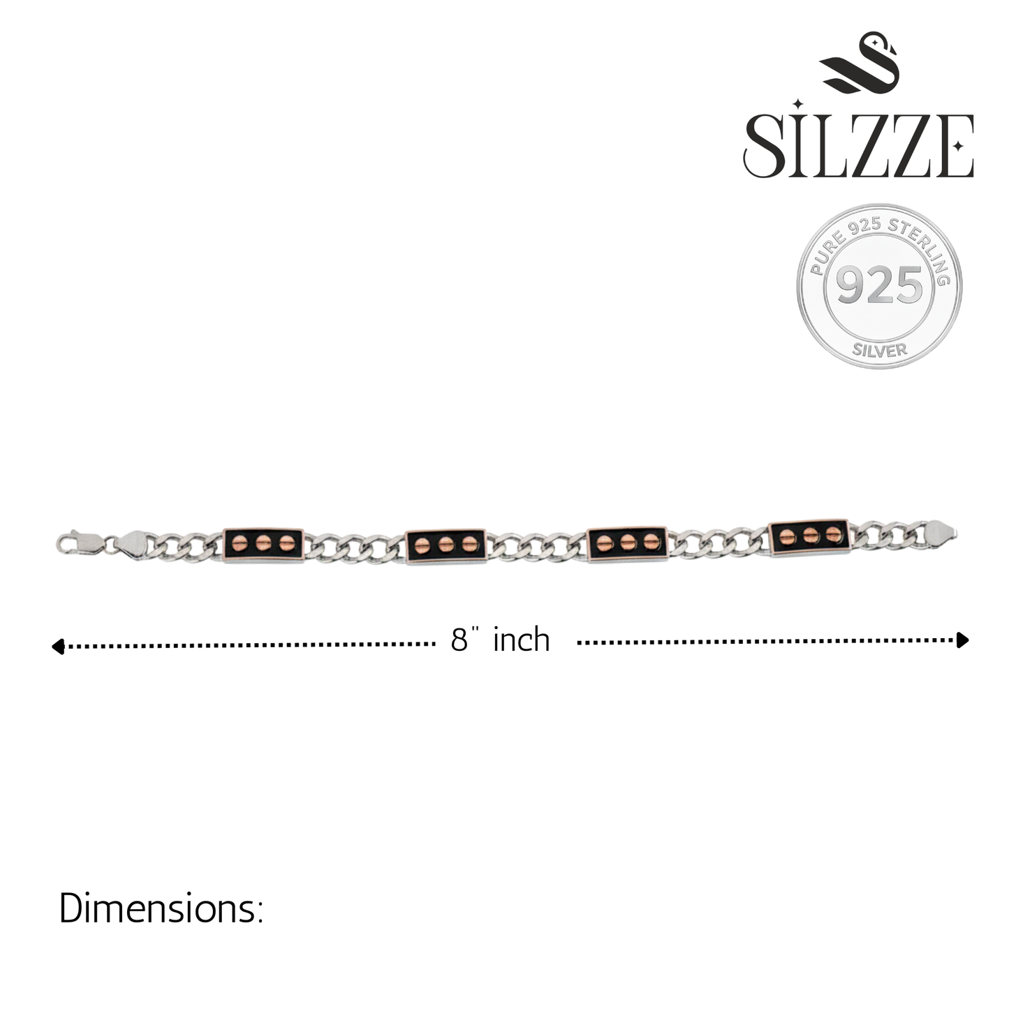 Silver Titan Rose Gold Screw Bracelet For Him