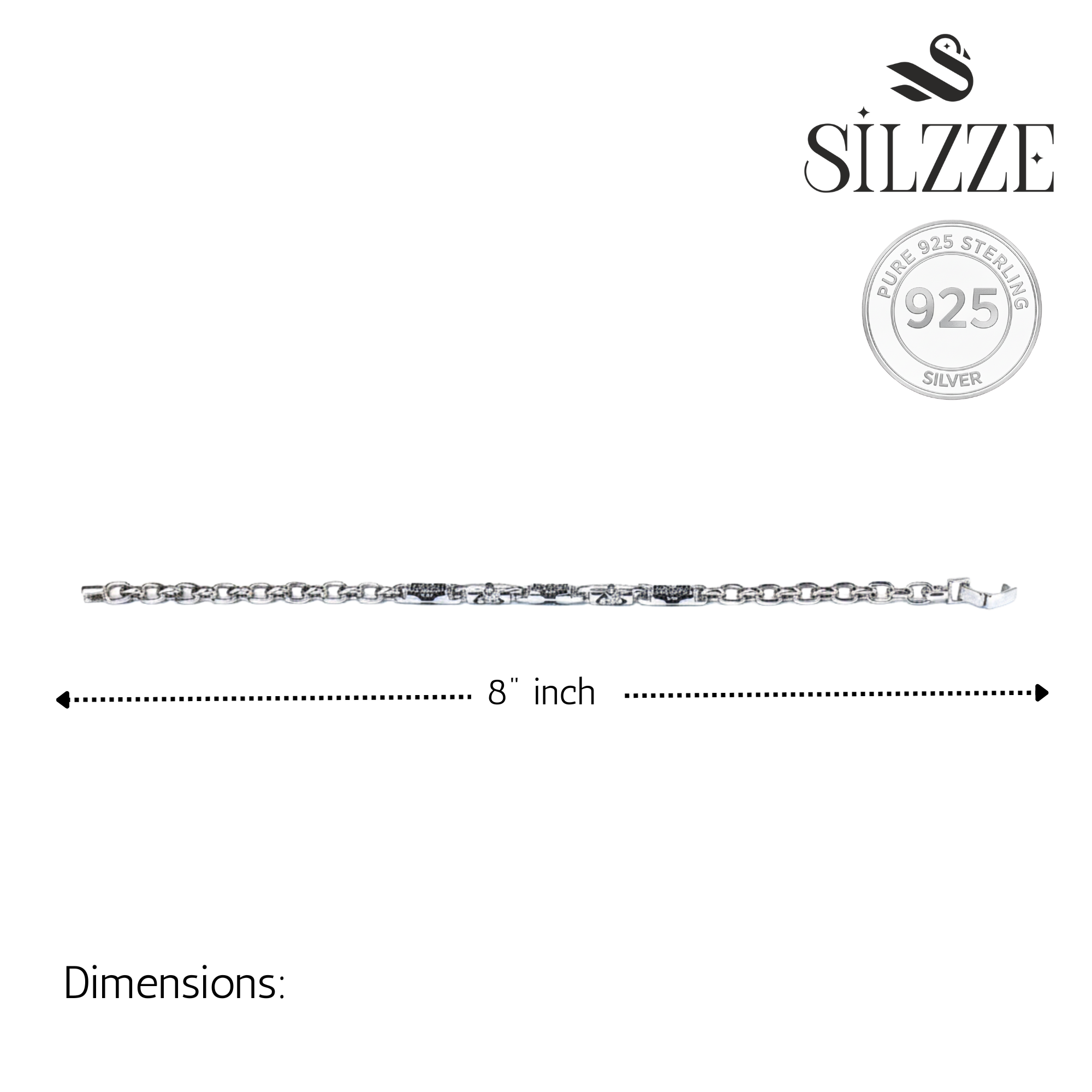 Silver Intricate Motif Bracelet for Him