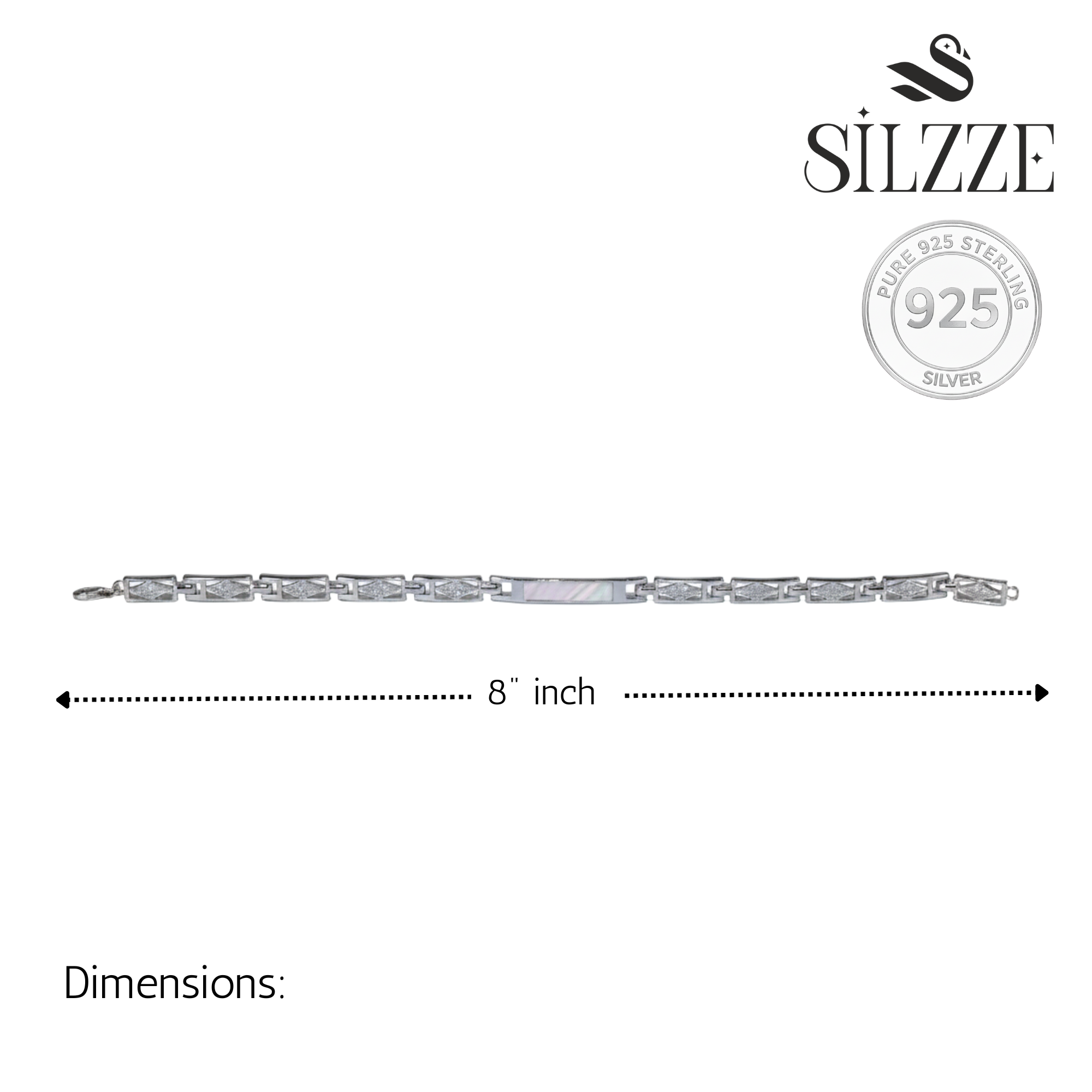 Silver Mother Of Pearl Geometric Bracelet for Him