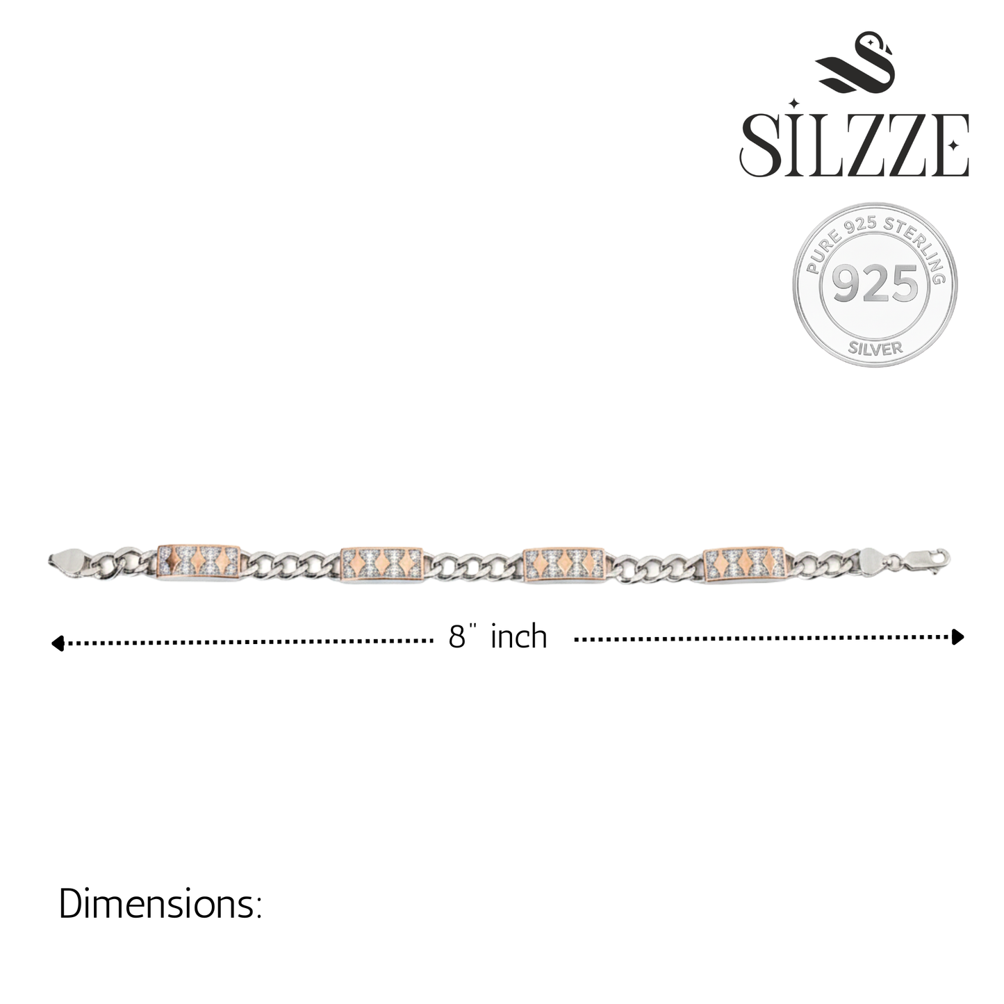 Silver Designer dual tone rose gold chain bracelet for men