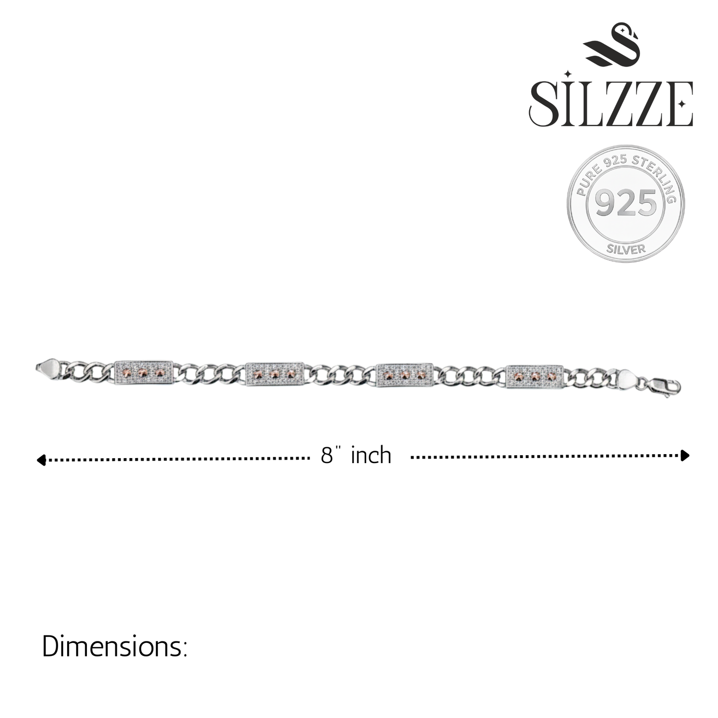 Silver Stellar Bolt Link Bracelet For Him