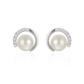 Silver Classy Pearl with Zircons Studs earrings