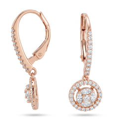 Rose Gold Round cut Drop Earrings