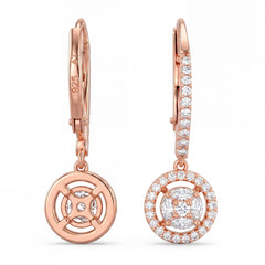 Rose Gold Round cut Drop Earrings