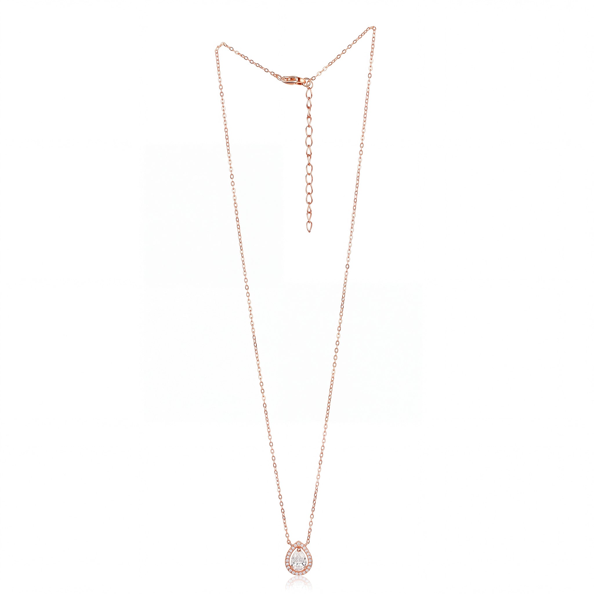 Rose Gold pear Teardrop Halo Pendant