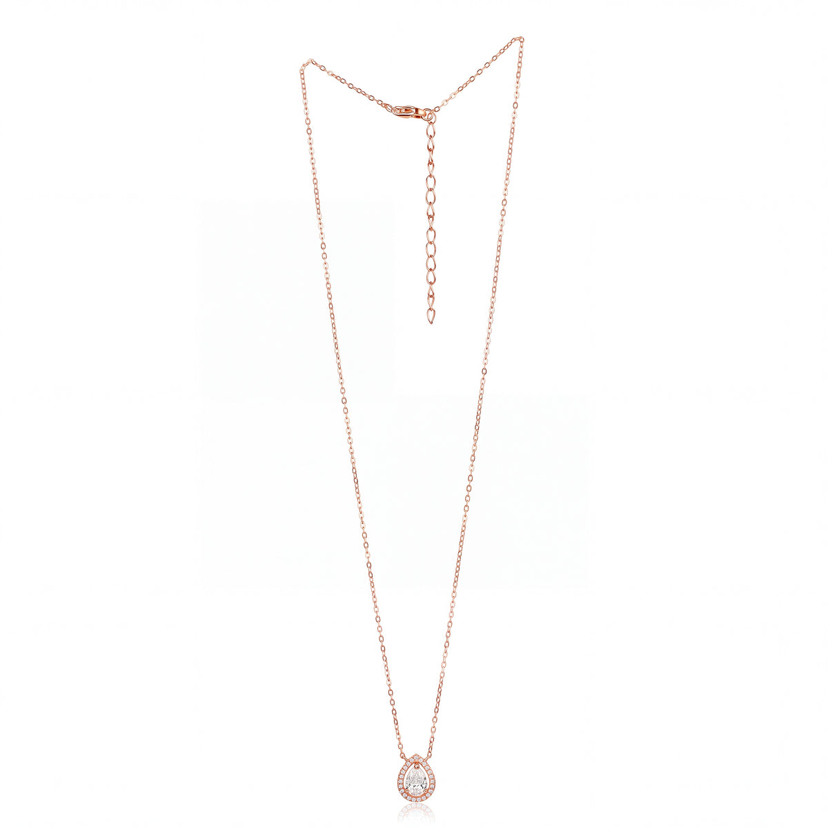 Rose Gold pear Teardrop Halo Pendant