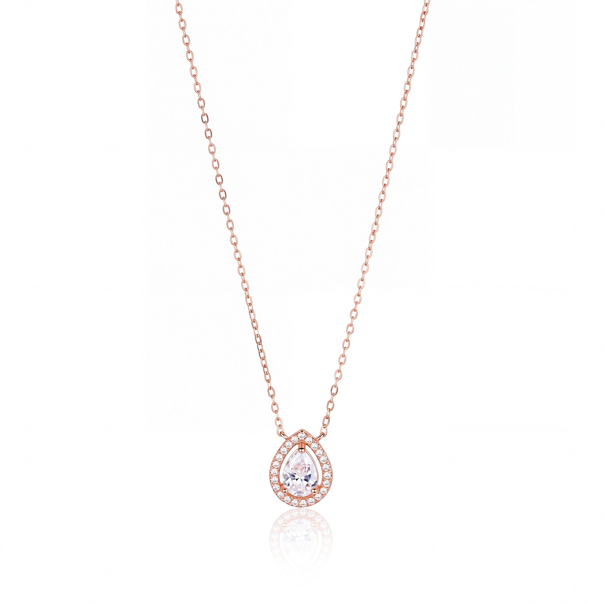 Rose Gold pear Teardrop Halo Pendant
