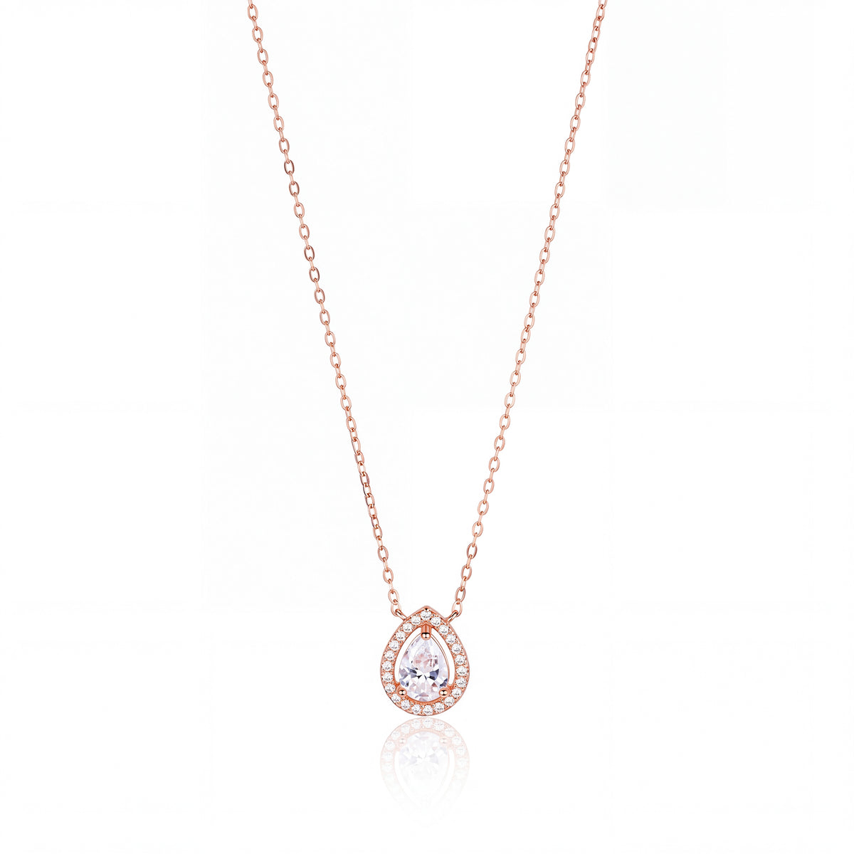 Rose Gold pear Teardrop Halo Pendant
