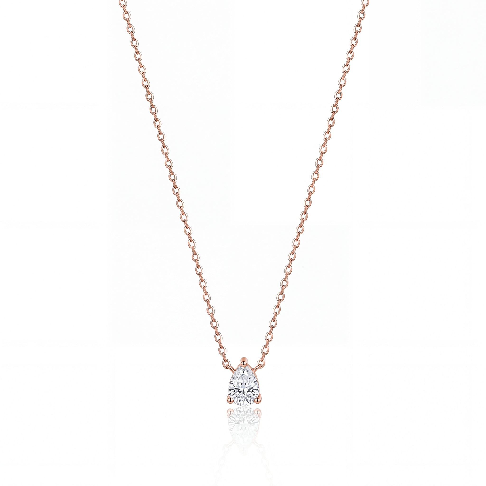 Rose gold Pear-Cut Solitaire Pendant for her