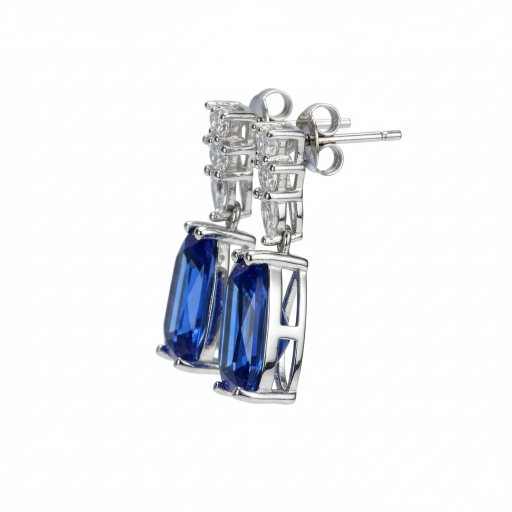 Silver Ocean Deep Blue Earrings