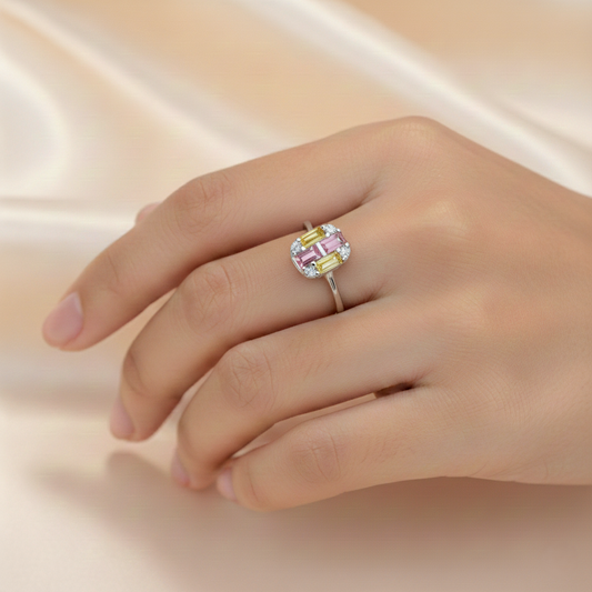 Silver Pastel Peony Ring For Her