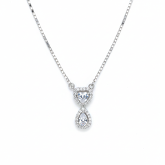 Silver Heart Drop CZ Necklace pendant for her