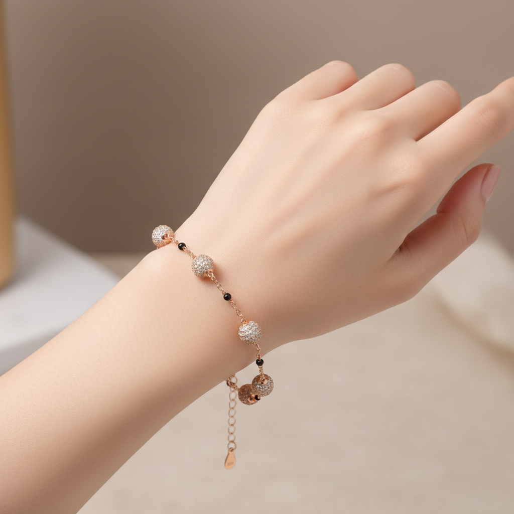 Rose gold Disco ball Chain Bracelet for her