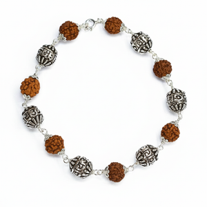 Silver Om Namah Shivaay Rudraksh Bracelet