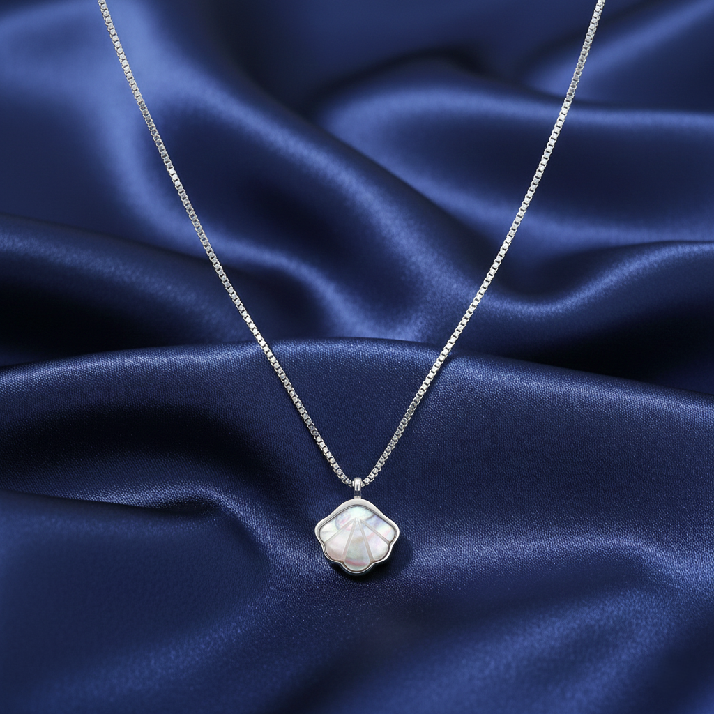 Silver Mother Of Pearl Shell Pendant necklace for her