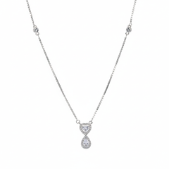 Silver Heart Drop CZ Necklace pendant for her