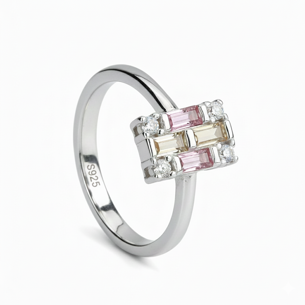 Silver Pink Tulip Empress Ring
