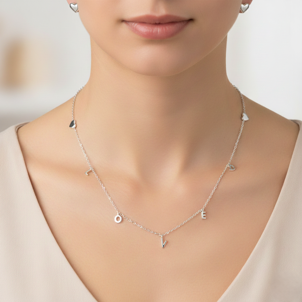 Silver Minimalist LOVED Charm Set