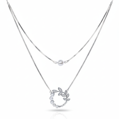 Silver Luminous Pearl Pendant Set