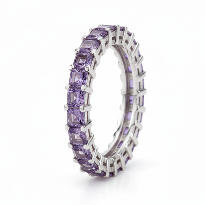 Silver Elegant violet Eternity Band for her