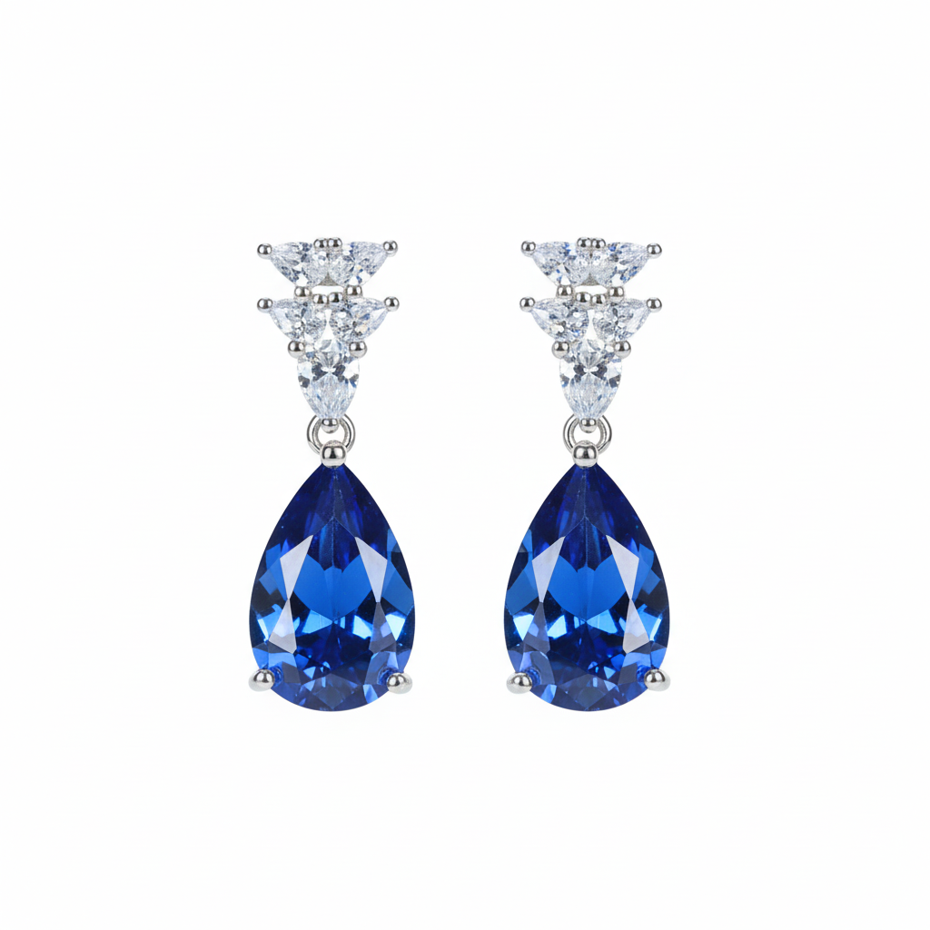 Silver Ocean Deep Blue Earrings