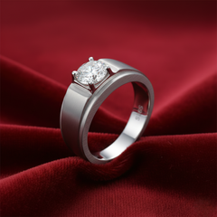 925-Sterling Silver Brilliant-Cut Solitaire Signet Ring for Him