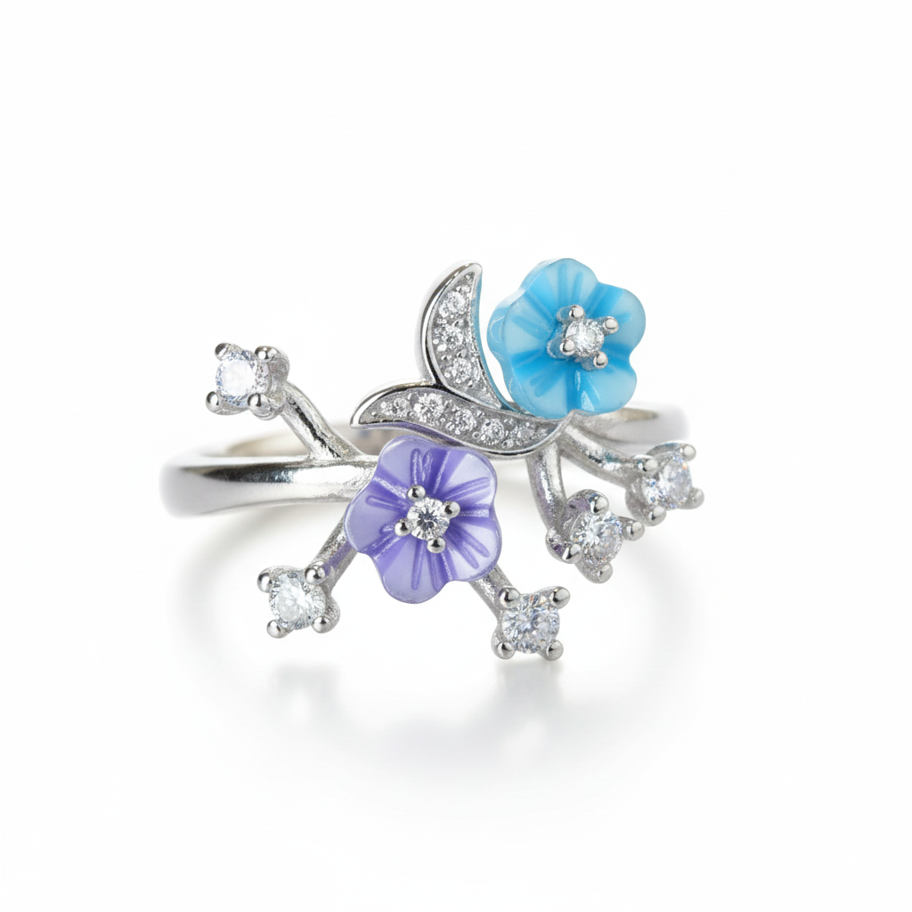 Silver Enchanted Garden Bloom ring for her