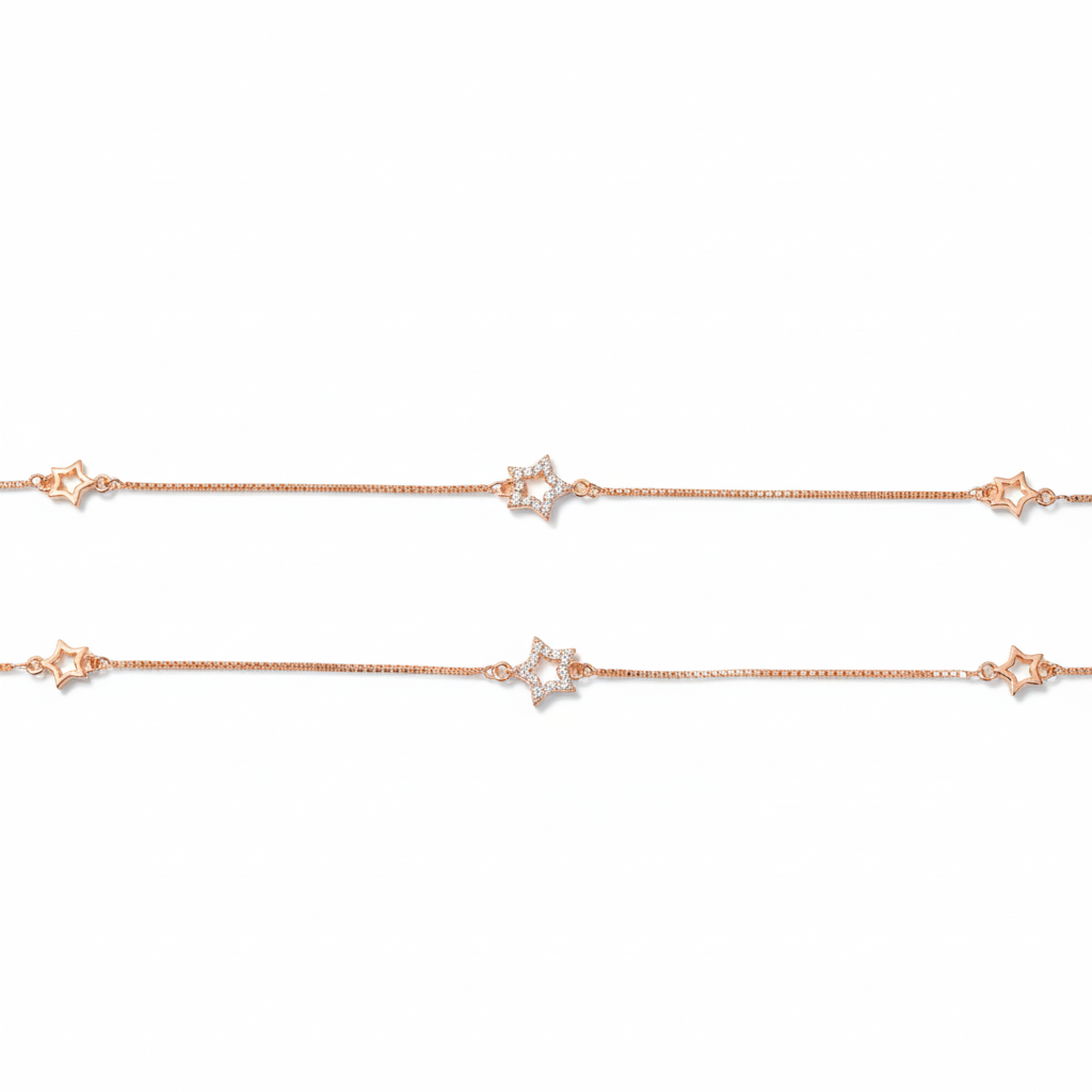 Silver Trendy Rose gold star Anklet for her