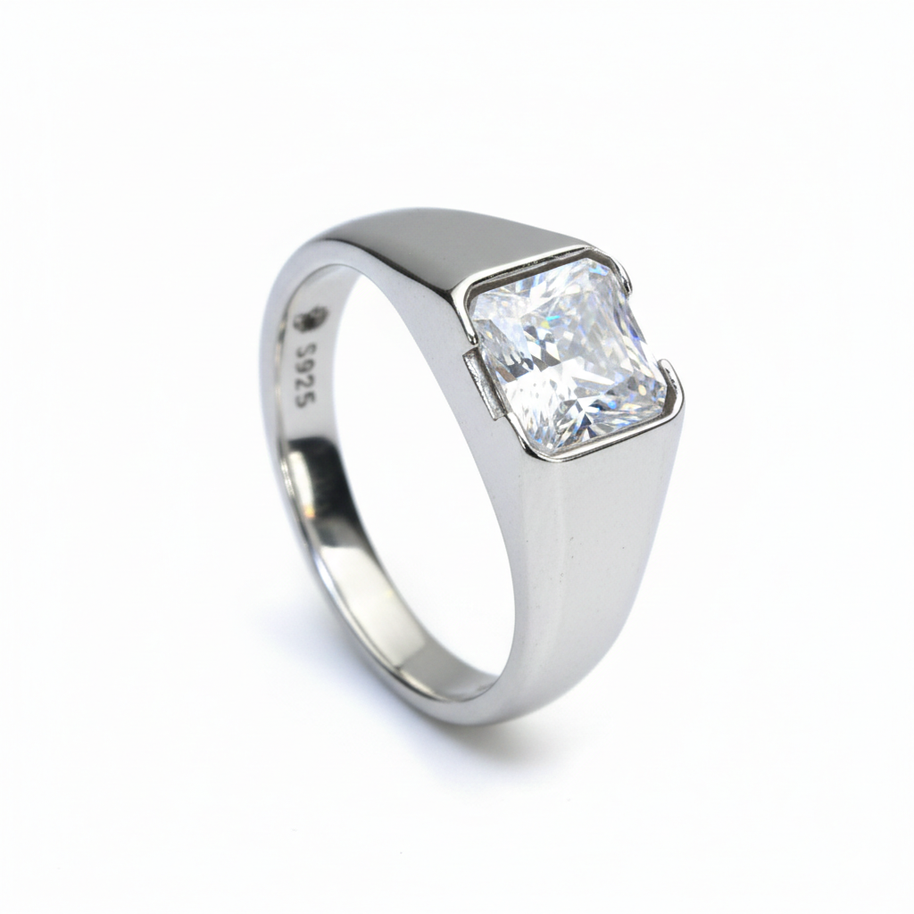 Silver Gents Solitaire classic Ring for Him