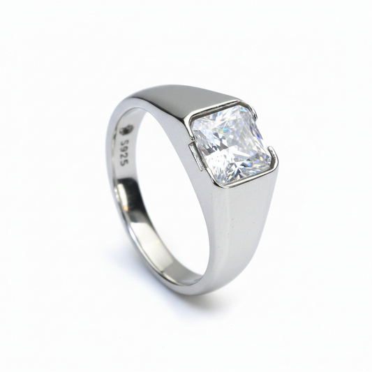 Silver Gents Solitaire classic Ring for Him