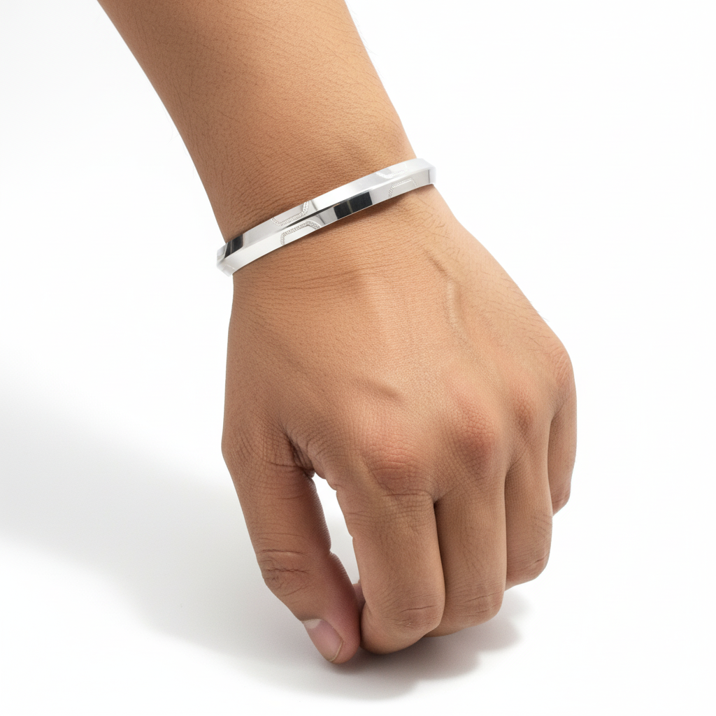 Silver Classic Mirror polish Mens Bracelet ( kada ) for him