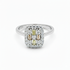 Silver Lemon Sparkle Cluster Ring For Her