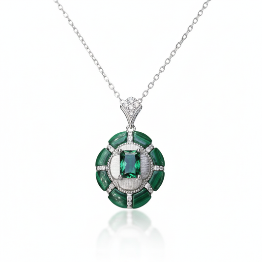 Silver Exquisite Malachite Green Pendant