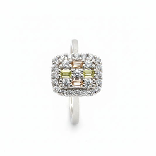 Silver Lemon Sparkle Cluster Ring For Her