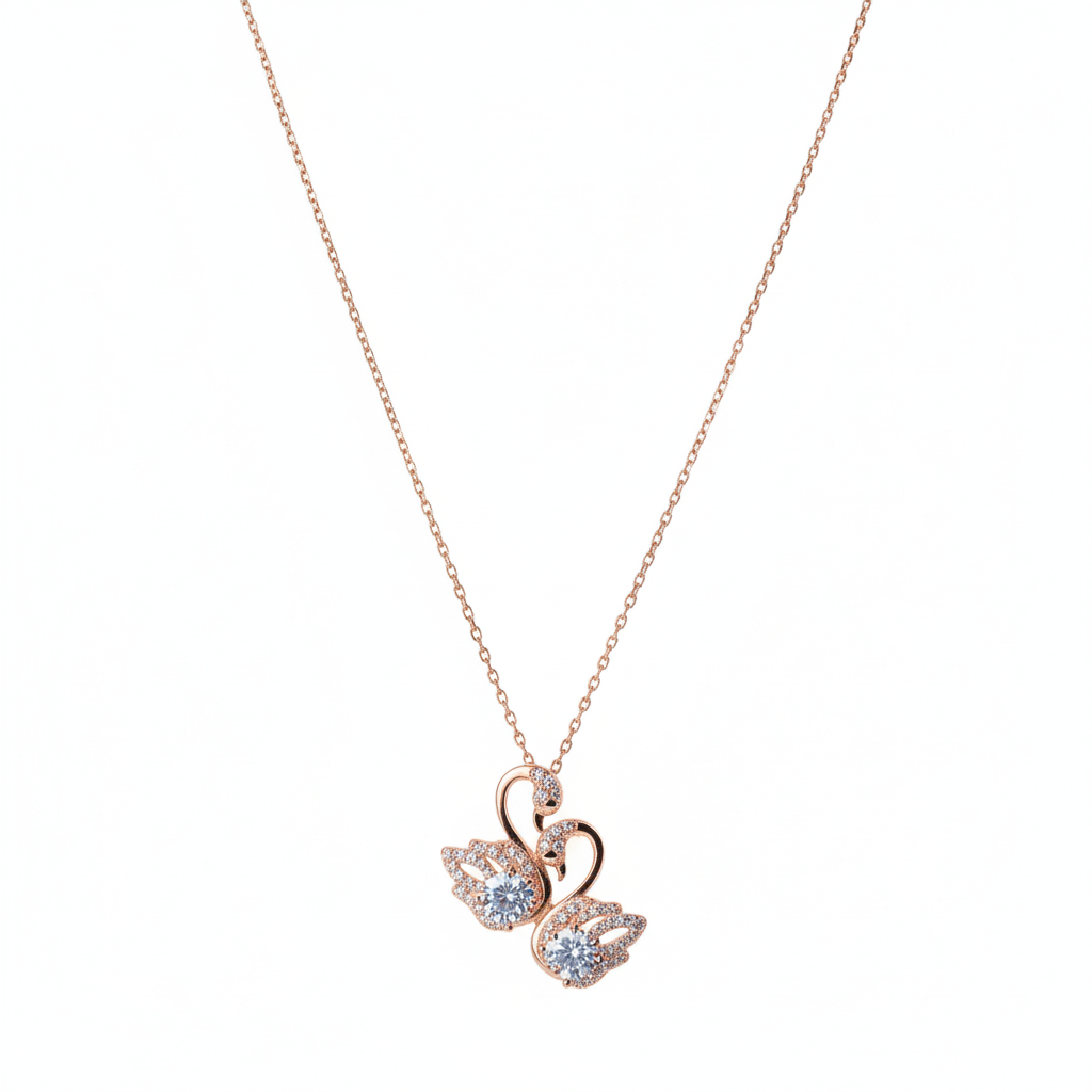 Rose Gold Eternal Love Swan Pendant