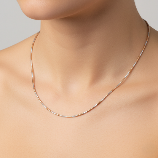 Rose Gold Two-Tone Dainty Snake Chain For Her