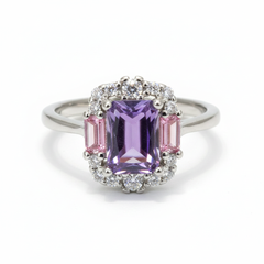 Silver Royal Orchid Halo Cocktail Ring For Her