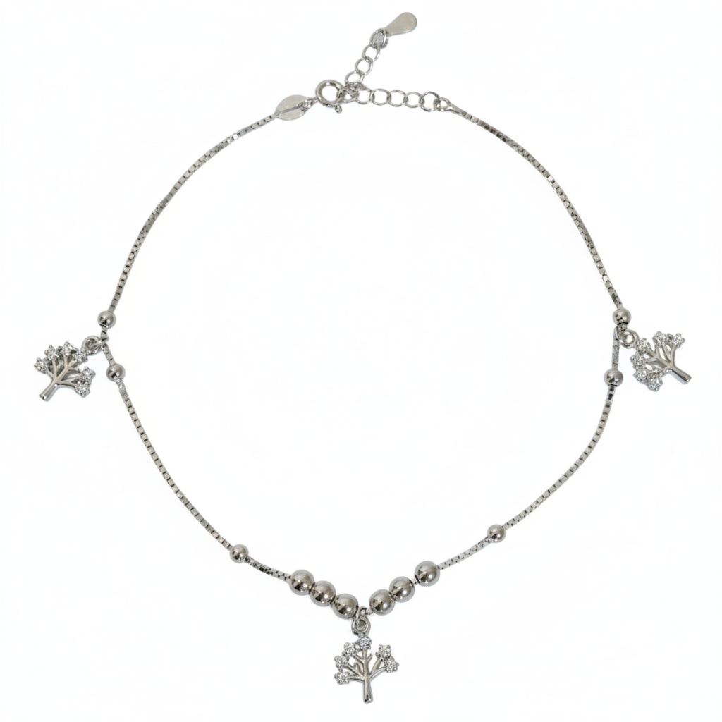 Silver Sparking Tree of life Anklet