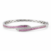 Silver Pave Ribbon Pink Bracelet For Her