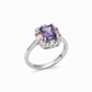 Silver Royal Orchid Halo Cocktail Ring For Her