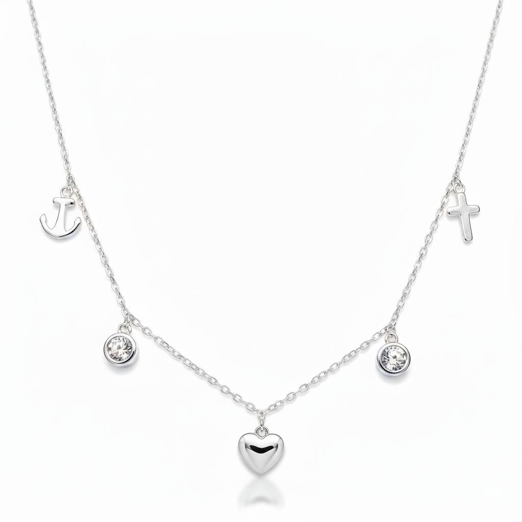 Silver Faith & Love Charming Set